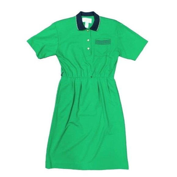 VTG California Girl Short Sleeve Pleated A-Line Midi Dress Green Women's Size 12 - Picture 4 of 13